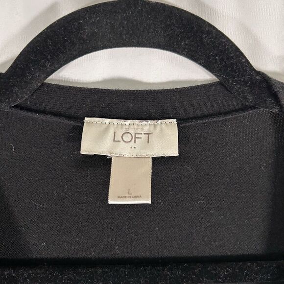 LOFT Cardigan Women's Large Black Polka Dot Button Front Long Sleeve Cotton - Picture 4 of 6